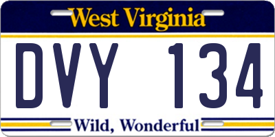 WV license plate DVY134