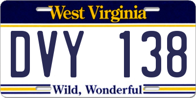 WV license plate DVY138