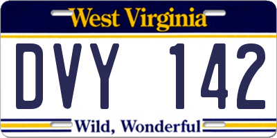 WV license plate DVY142