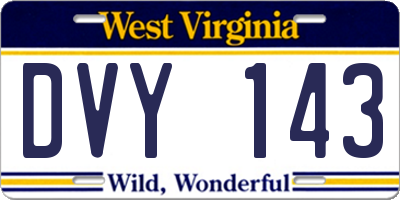 WV license plate DVY143