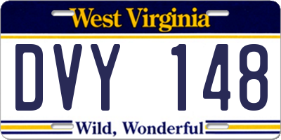 WV license plate DVY148