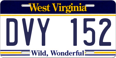 WV license plate DVY152
