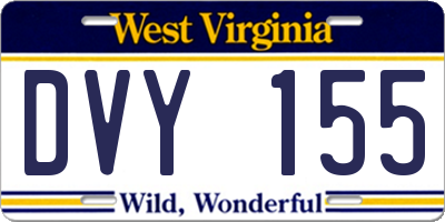 WV license plate DVY155