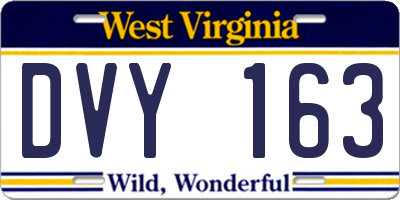 WV license plate DVY163