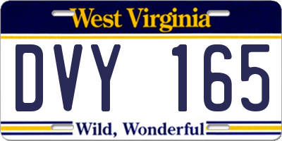 WV license plate DVY165