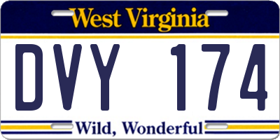 WV license plate DVY174
