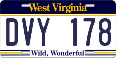 WV license plate DVY178