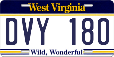WV license plate DVY180