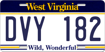 WV license plate DVY182