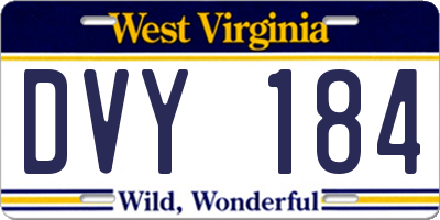 WV license plate DVY184