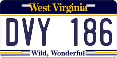 WV license plate DVY186