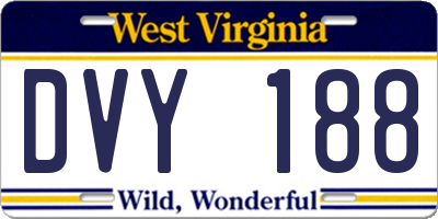 WV license plate DVY188