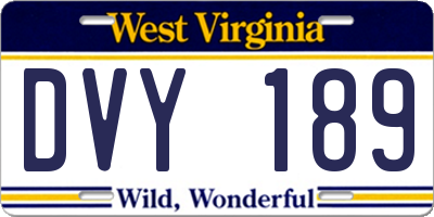 WV license plate DVY189