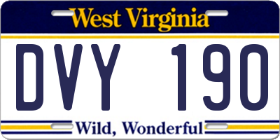 WV license plate DVY190