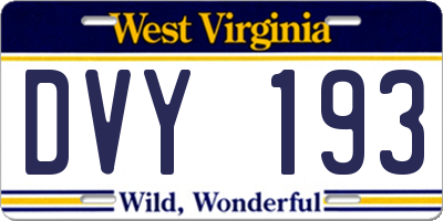 WV license plate DVY193