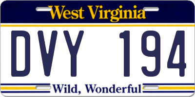 WV license plate DVY194