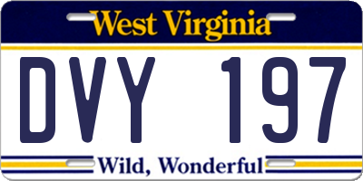 WV license plate DVY197