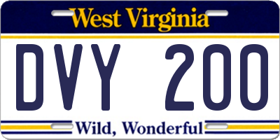 WV license plate DVY200