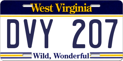 WV license plate DVY207