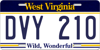 WV license plate DVY210