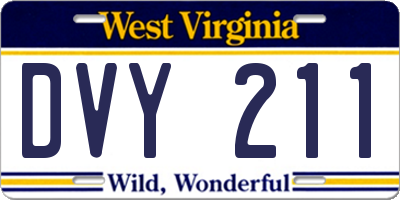 WV license plate DVY211