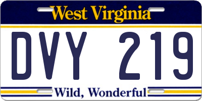 WV license plate DVY219