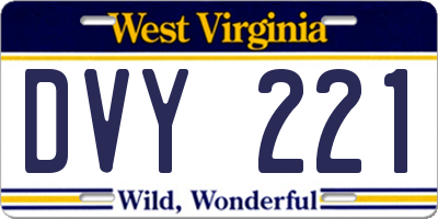 WV license plate DVY221