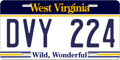WV license plate DVY224