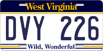 WV license plate DVY226