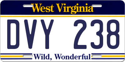 WV license plate DVY238