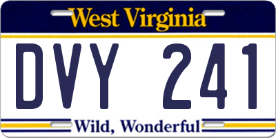 WV license plate DVY241
