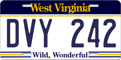 WV license plate DVY242