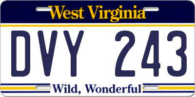 WV license plate DVY243