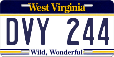 WV license plate DVY244