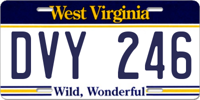 WV license plate DVY246