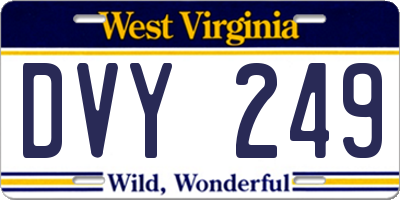 WV license plate DVY249