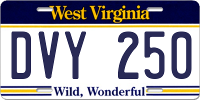 WV license plate DVY250