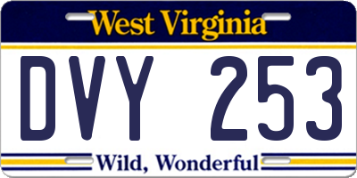 WV license plate DVY253