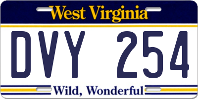WV license plate DVY254