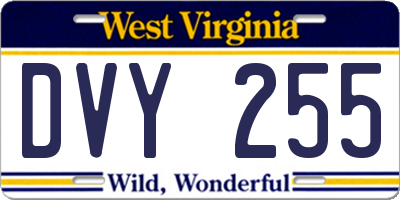 WV license plate DVY255