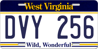 WV license plate DVY256
