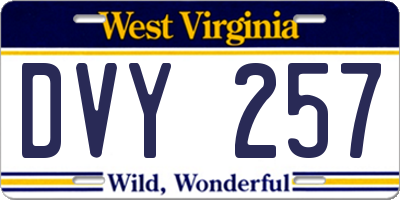 WV license plate DVY257