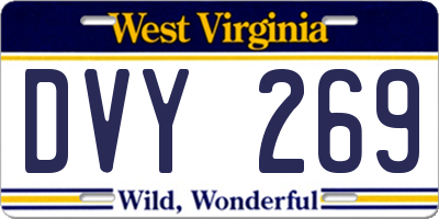 WV license plate DVY269