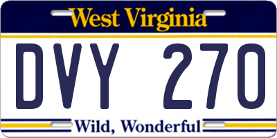 WV license plate DVY270