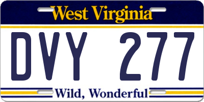 WV license plate DVY277