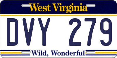 WV license plate DVY279