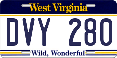 WV license plate DVY280