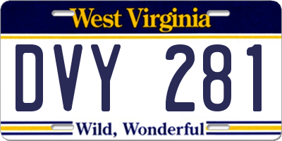 WV license plate DVY281