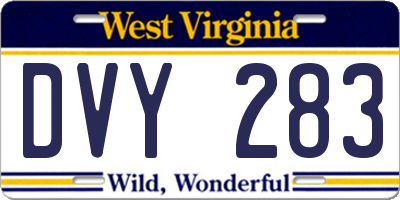 WV license plate DVY283