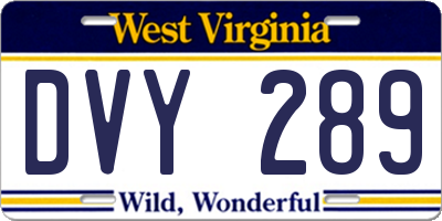 WV license plate DVY289
